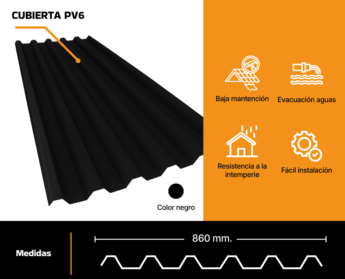 cubierta PV6 NEGRO