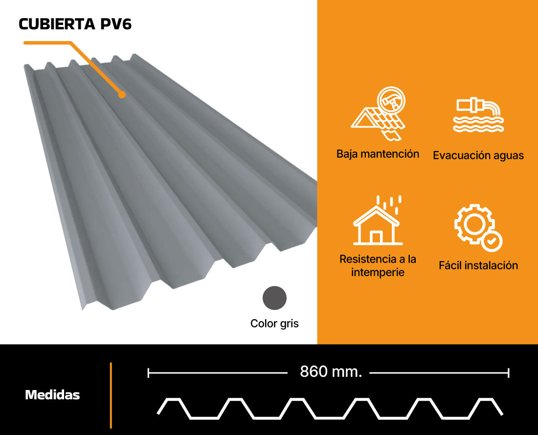 cubierta PV6 gris