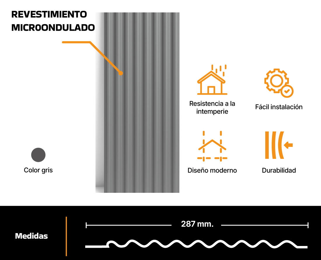 revestimiento microndulado gris ficha
