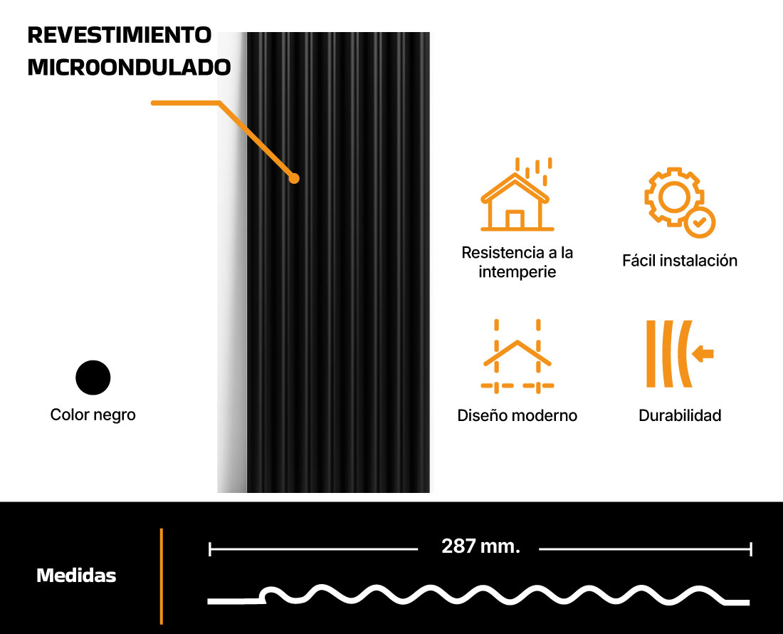 revestimiento microndulado negro ficha