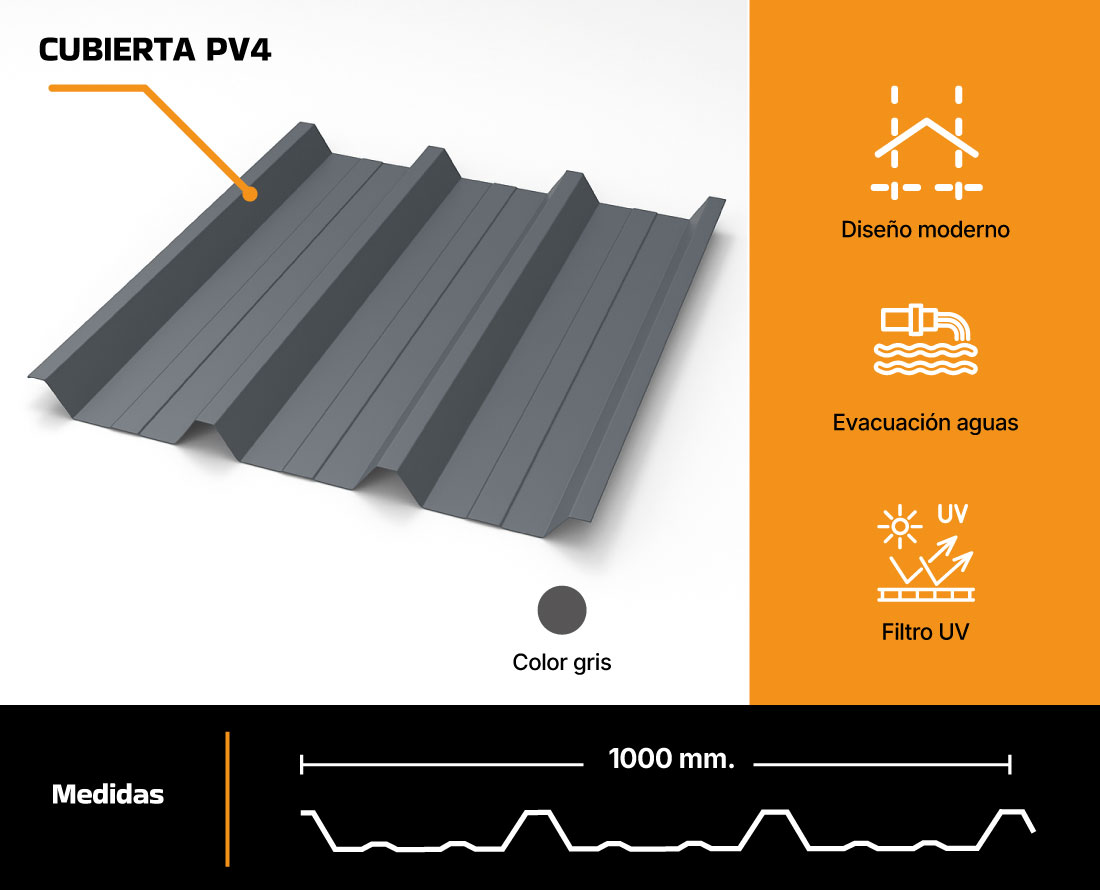cubierta PV4 GRIS10.07