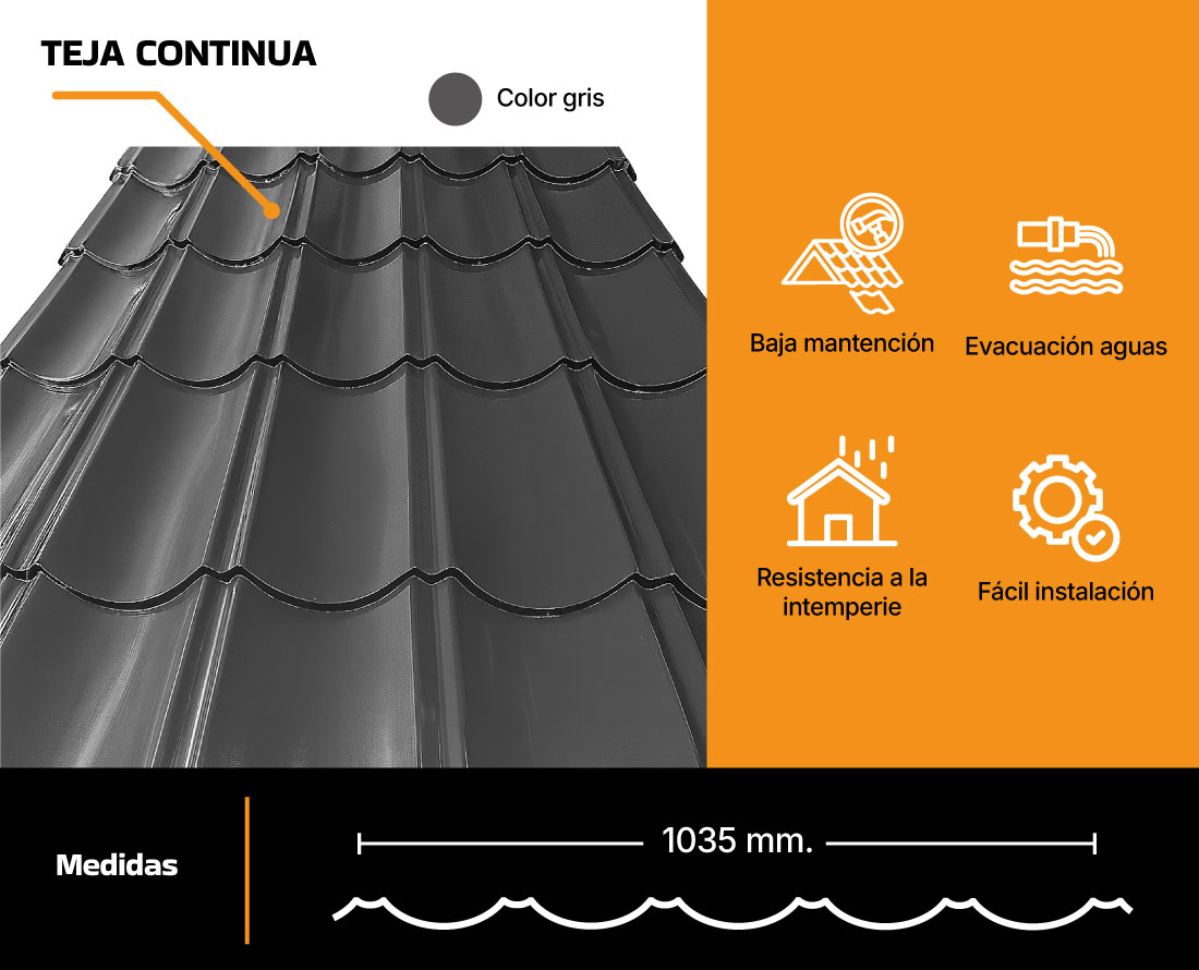 cubierta teja continua gris10.07