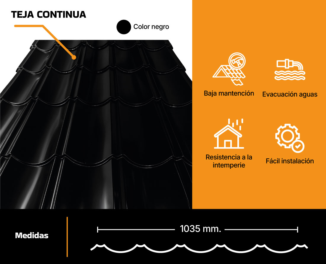 cubierta teja continua negra10.07